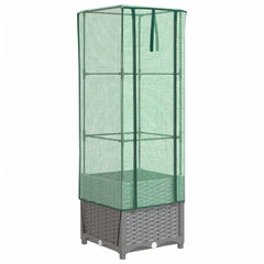 vidaXL Raised Bed with Greenhouse Cover Rattan Look 40x40x139 cm 2