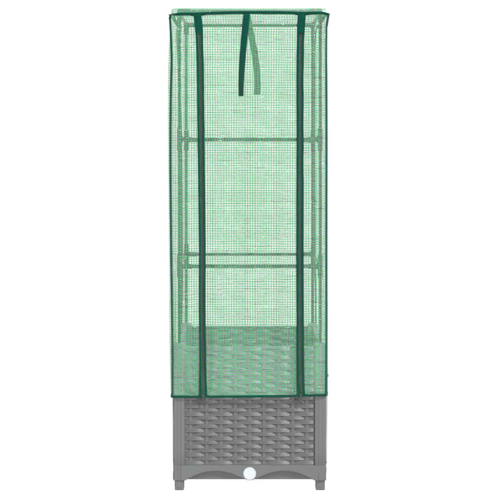 vidaXL Raised Bed with Greenhouse Cover Rattan Look 40x40x139 cm 4