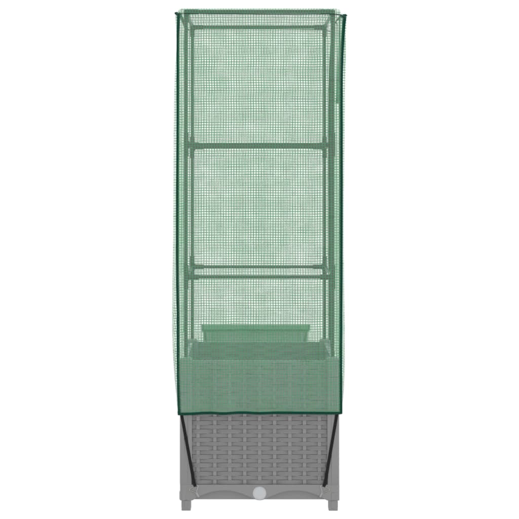 vidaXL Raised Bed with Greenhouse Cover Rattan Look 40x40x139 cm 5
