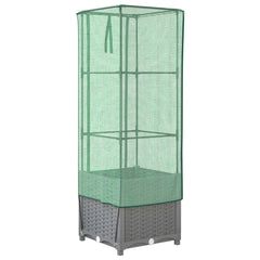 vidaXL Raised Bed with Greenhouse Cover Rattan Look 40x40x139 cm 6
