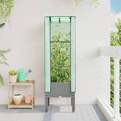 vidaXL Raised Bed with Greenhouse Cover Rattan Look 40x40x140 cm 3