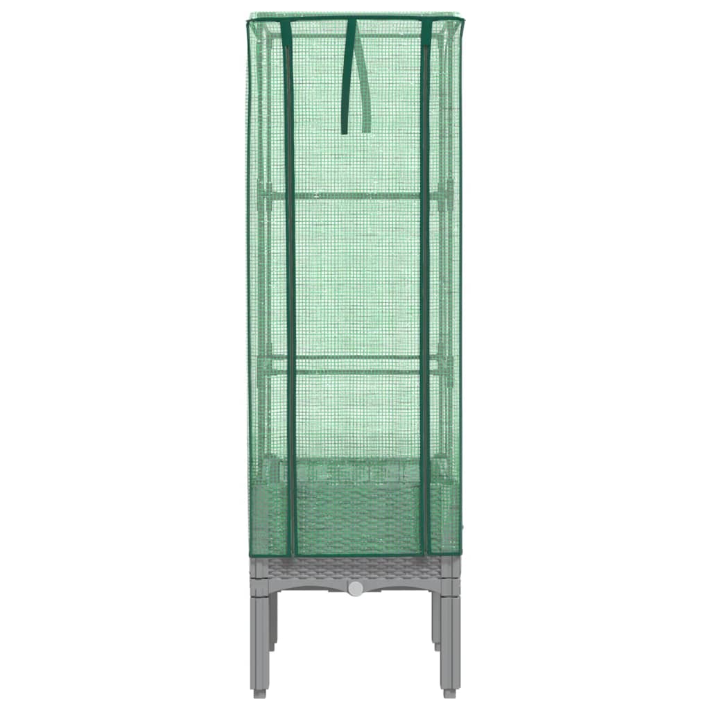 vidaXL Raised Bed with Greenhouse Cover Rattan Look 40x40x140 cm 4