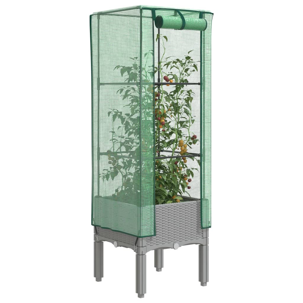 vidaXL Raised Bed with Greenhouse Cover Rattan Look 40x40x140 cm 1