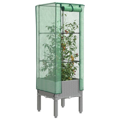 vidaXL Raised Bed with Greenhouse Cover Rattan Look 40x40x140 cm 1