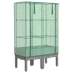vidaXL Raised Bed with Greenhouse Cover Rattan Look 80x40x140 cm 2