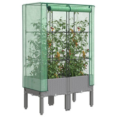vidaXL Raised Bed with Greenhouse Cover Rattan Look 80x40x140 cm 1