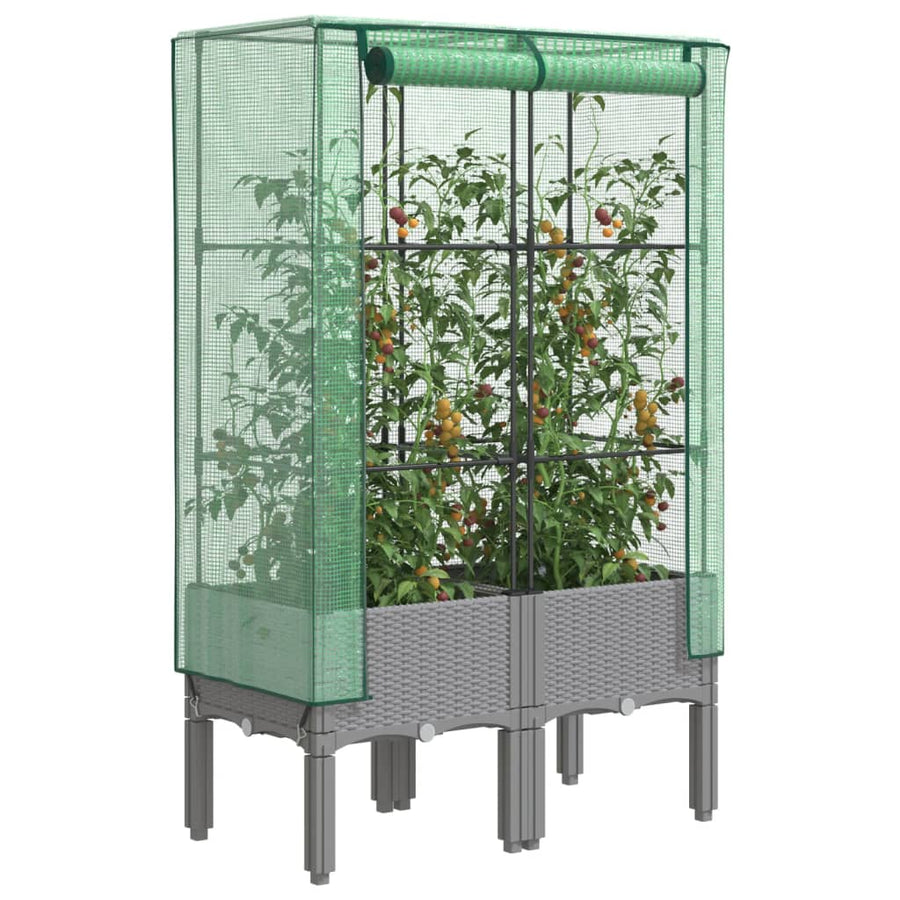 vidaXL Raised Bed with Greenhouse Cover Rattan Look 80x40x140 cm 1