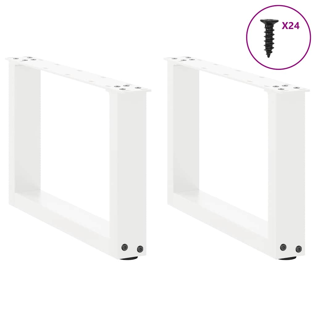 vidaXL Coffee Table Legs U-Shaped 2 pcs White 50x(30-31) cm Steel 3