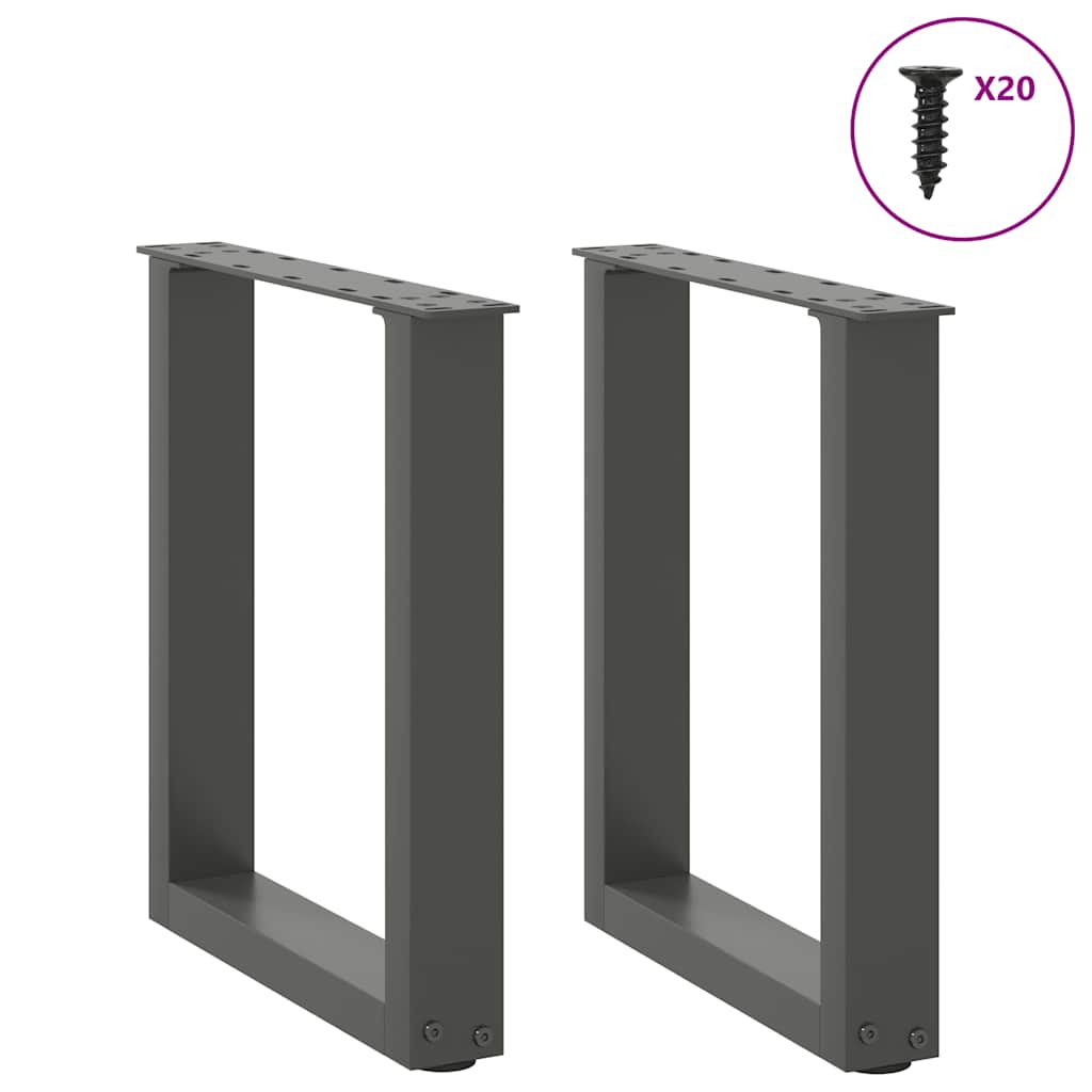 vidaXL Coffee Table Legs U-Shaped 2 pcs Anthracite 38x(42-43) cm Steel 3