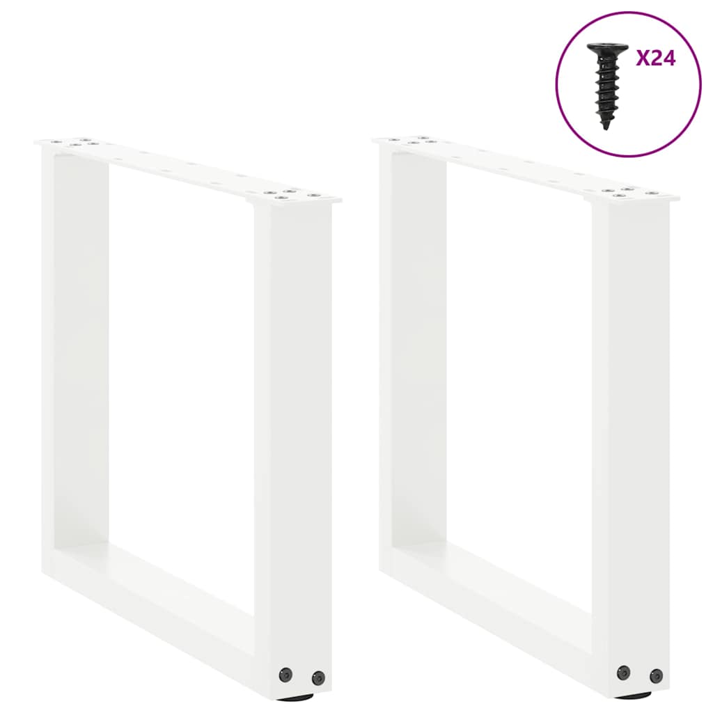 vidaXL Coffee Table Legs U-Shaped 2 pcs White 50x(42-43) cm Steel 3