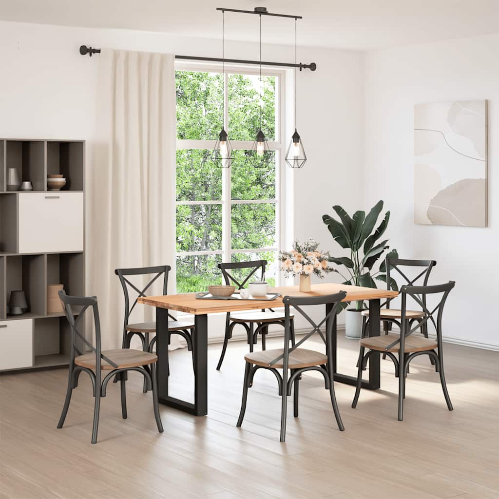Dining Table Legs U-Shaped Steel 2 pcs Black 70 x (72-73) cm