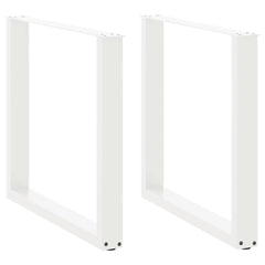 Dining Table Legs U-Shaped Steel 2 pcs White 80 x (72-73) cm