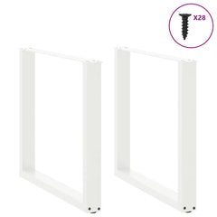 Dining Table Legs U-Shaped Steel 2 pcs White 80 x (72-73) cm
