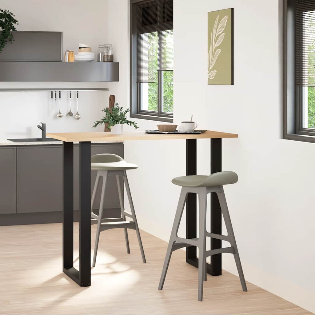 Dining Table Legs U-Shaped Steel 2 pcs Black 60 x (110-111) cm