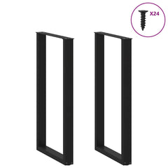 Dining Table Legs U-Shaped Steel 2 pcs Black 60 x (110-111) cm