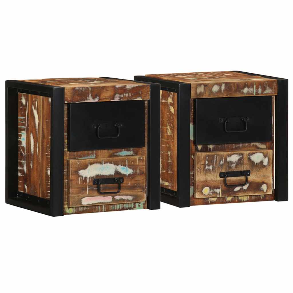 vidaXL Bedside Cabinets 2 pcs Multicolour 40x35x40 cm Solid Wood Reclaimed 1