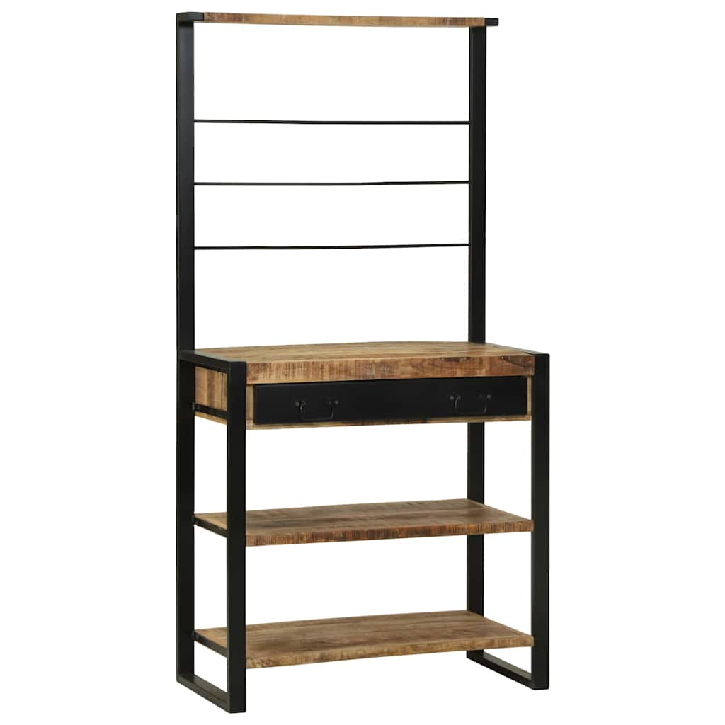 Kitchen Rack and Black 80 x 40 x 160 cm Natural