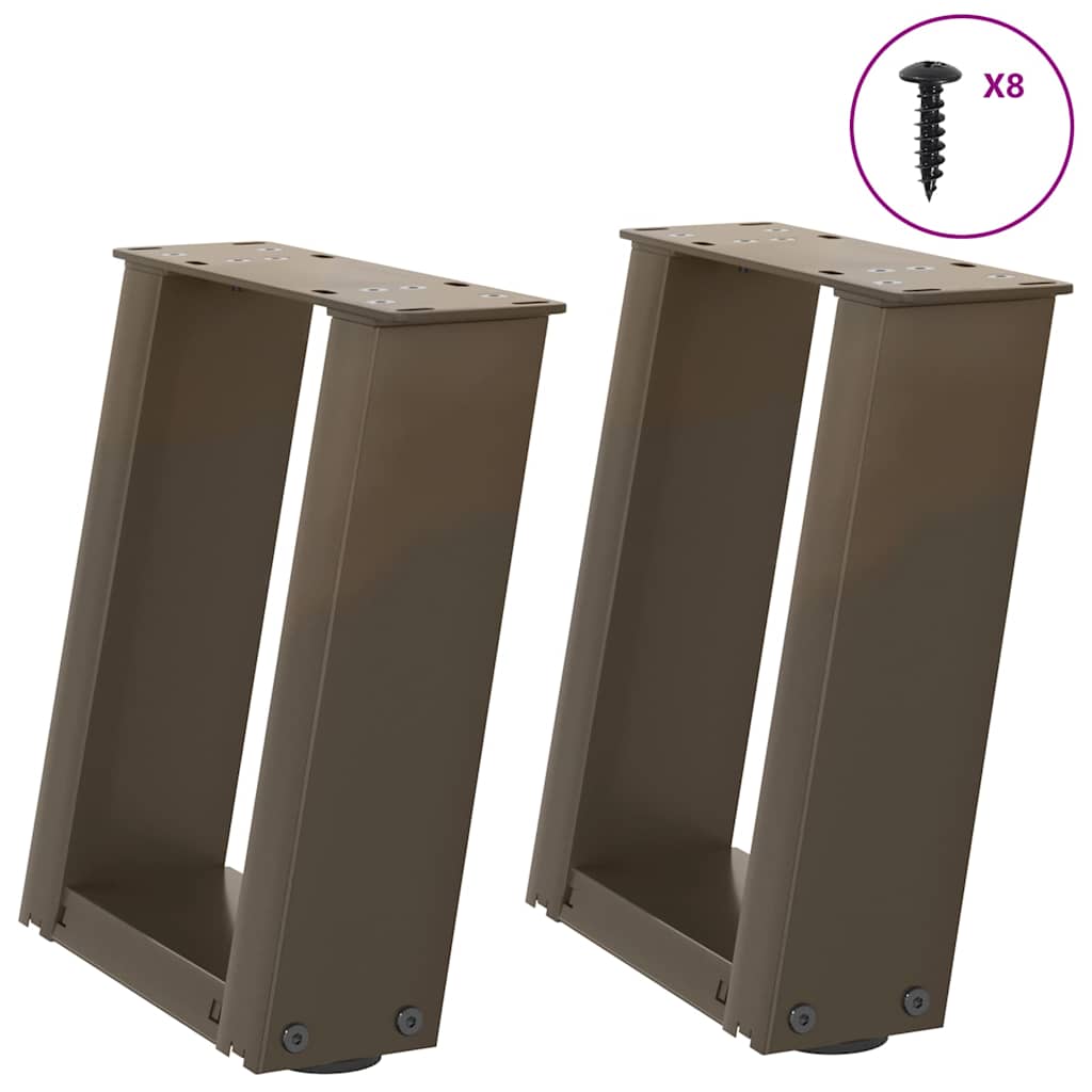 vidaXL Coffee Table Legs U-Shaped 2 pcs Natural Steel 30x(30-31) cm Steel 1
