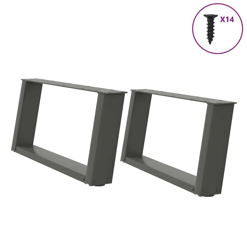 vidaXL Coffee Table Legs U-Shaped 2 pcs Anthracite 70x(30-31) cm Steel 1