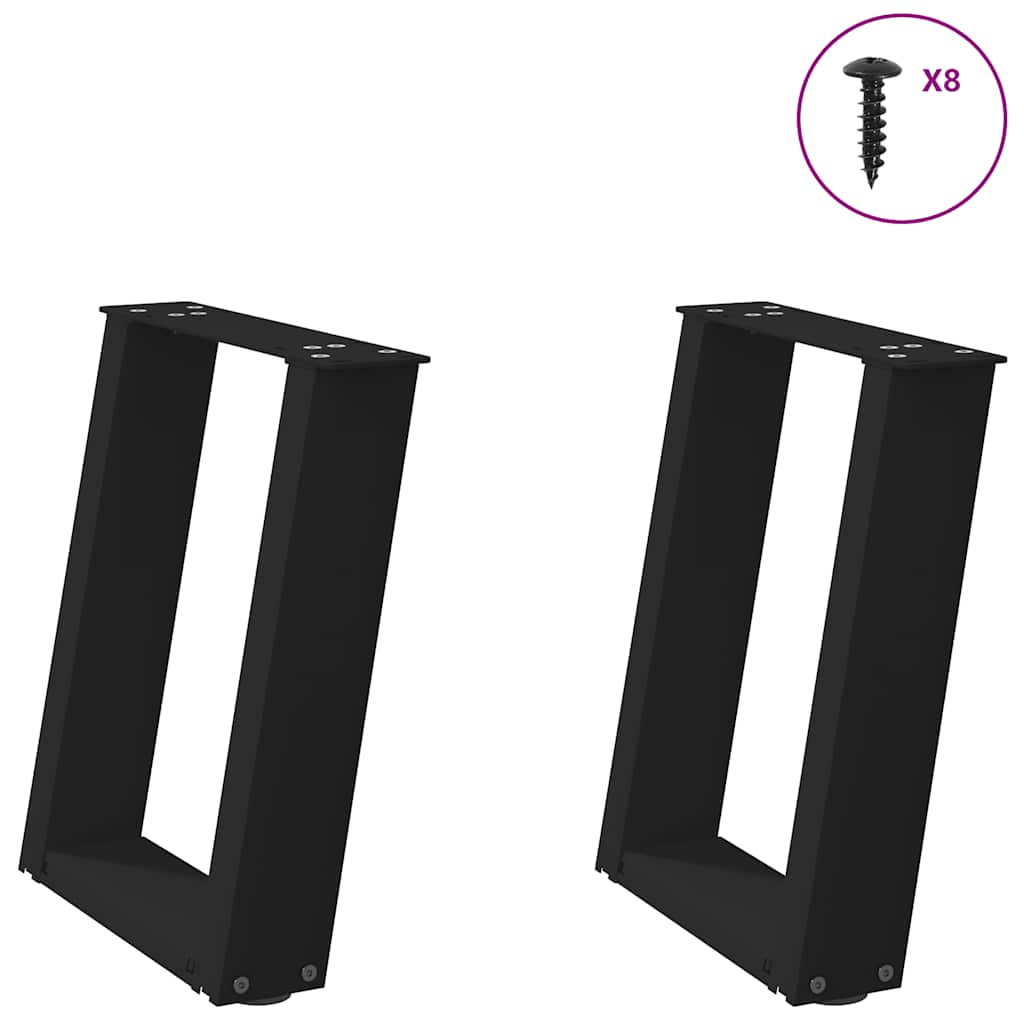 vidaXL Coffee Table Legs U-Shaped 2 pcs Black 28x(42-43) cm Steel 1