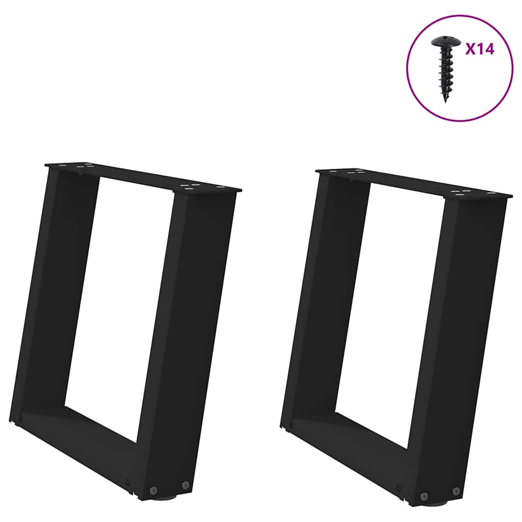 vidaXL Coffee Table Legs U-Shaped 2 pcs Black 50x(42-43) cm Steel 1