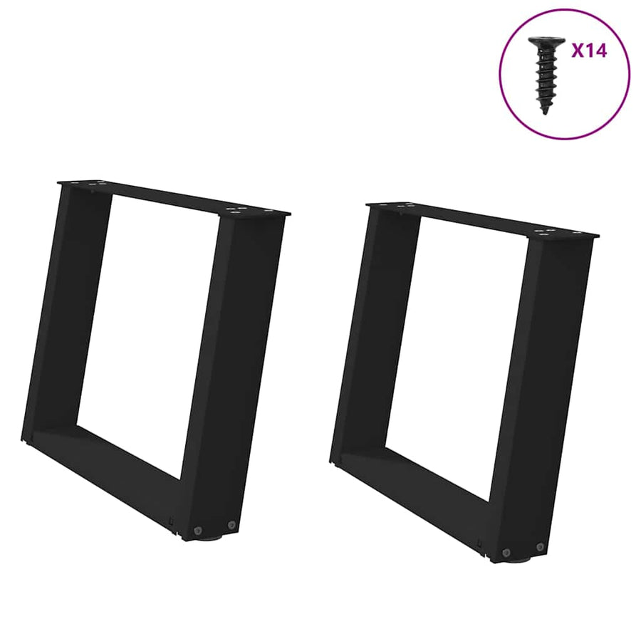 vidaXL Coffee Table Legs U-Shaped 2 pcs Black 70x(42-43) cm Steel 1