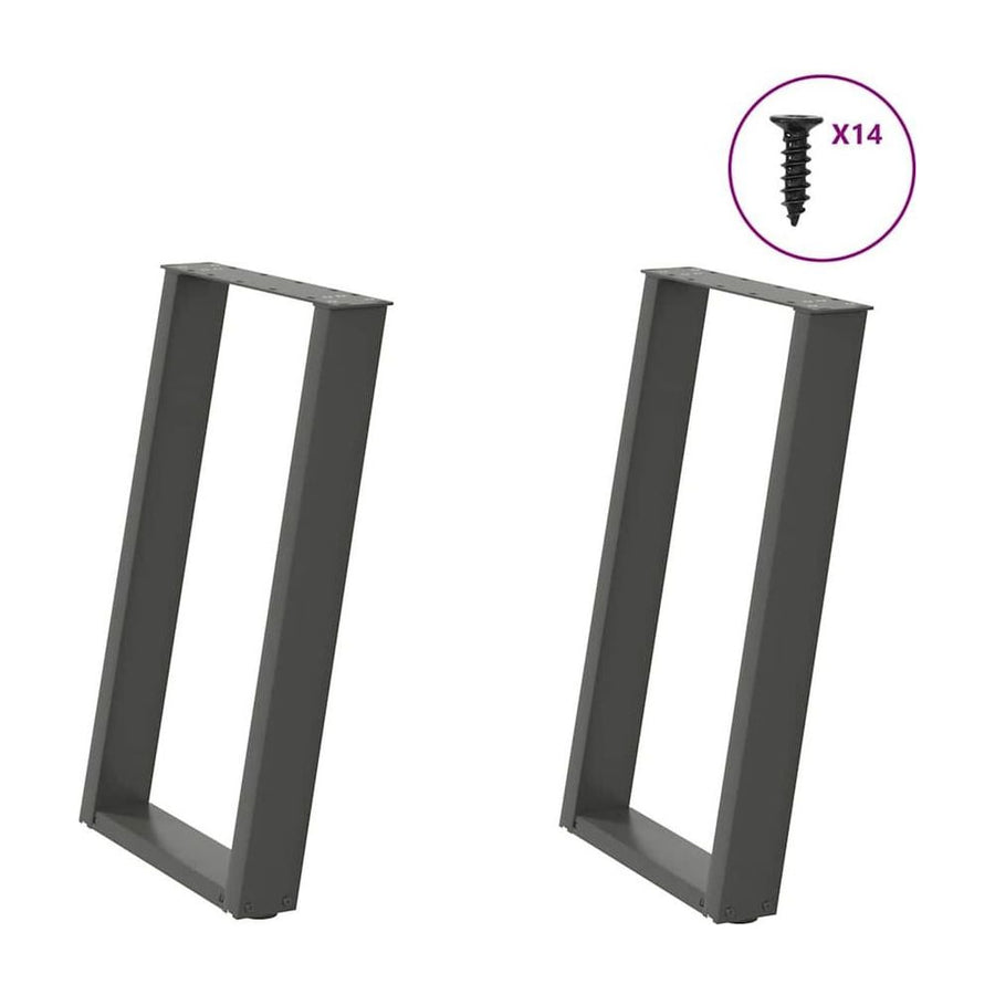 Dining Table Legs U-Shaped 2 pcs Anthracite Steel