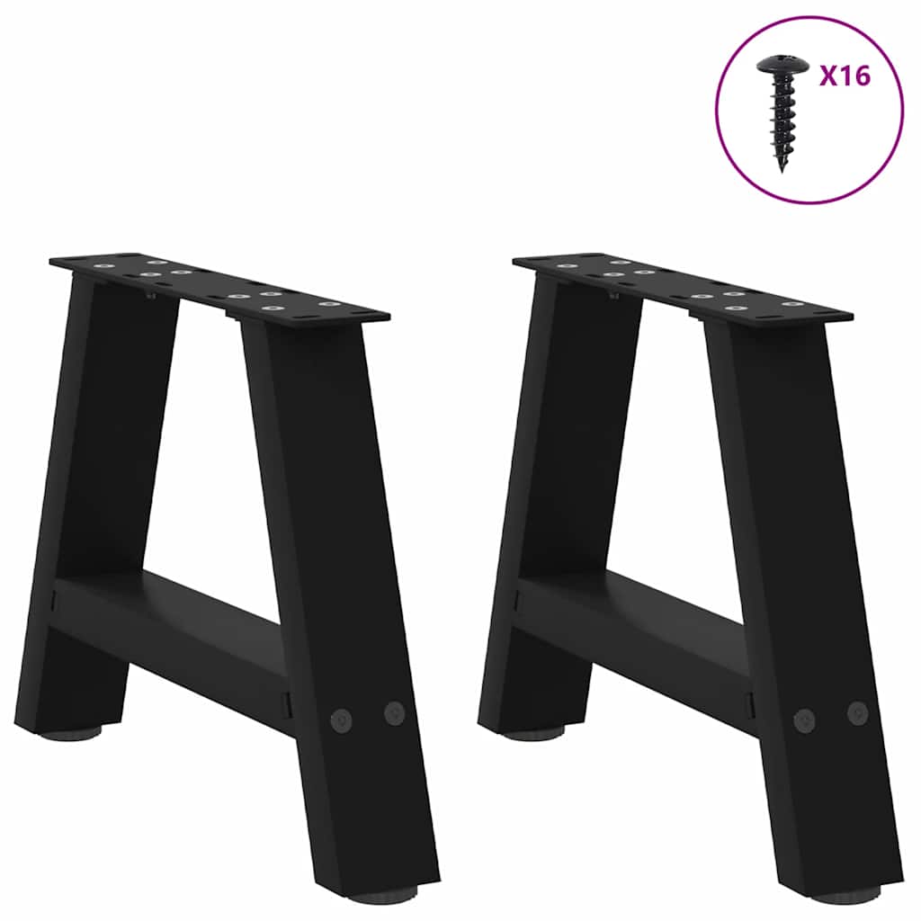 vidaXL Coffee Table Legs A-Shaped 2 pcs Black 30x(30-31) cm Steel 3