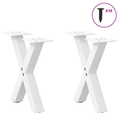 vidaXL Coffee Table Legs X-Shaped 2 pcs White 37x(30-31) cm Steel 3