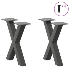 vidaXL Coffee Table Legs X-Shaped 2 pcs Anthracite 37x(30-31) cm Steel 3