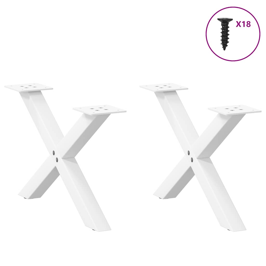 vidaXL Coffee Table Legs X-Shaped 2 pcs White 50x(30-31) cm Steel 3