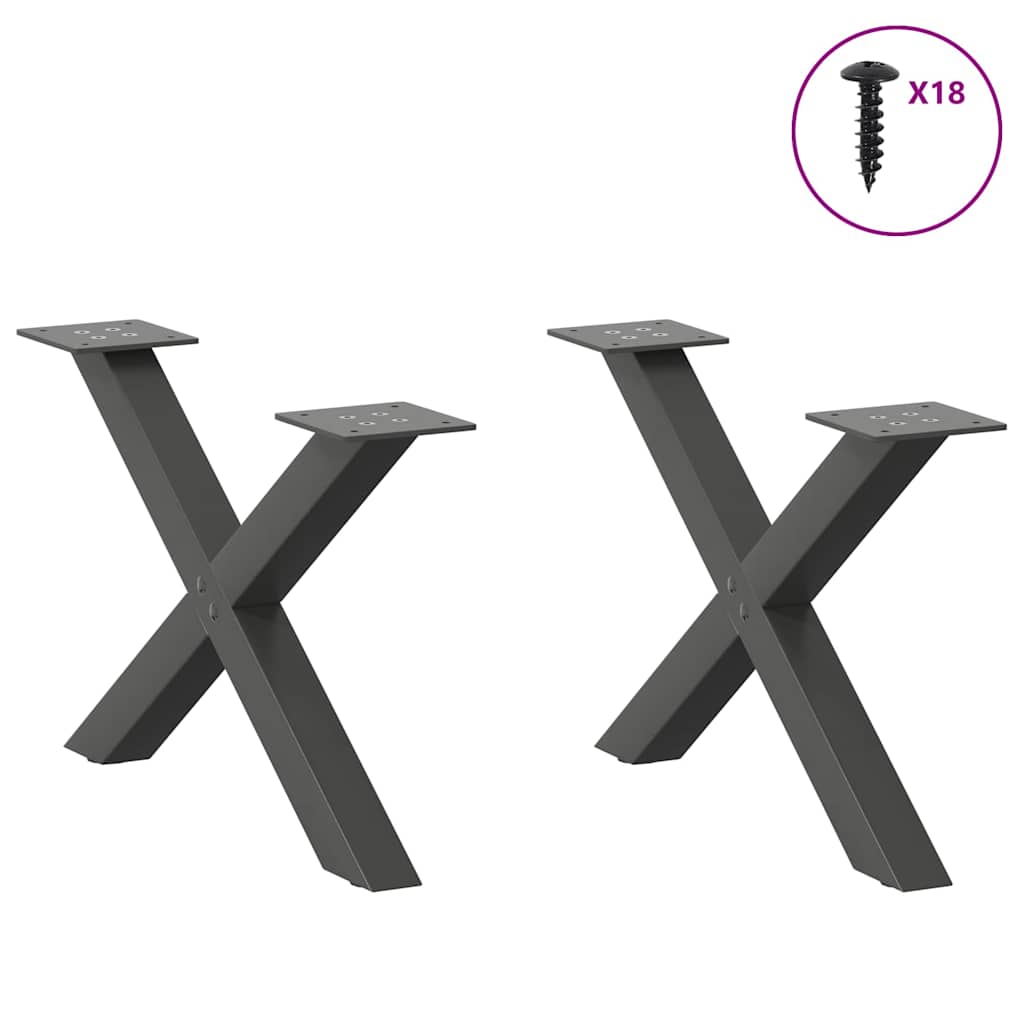 vidaXL Coffee Table Legs X-Shaped 2 pcs Anthracite 50x(30-31) cm Steel 3