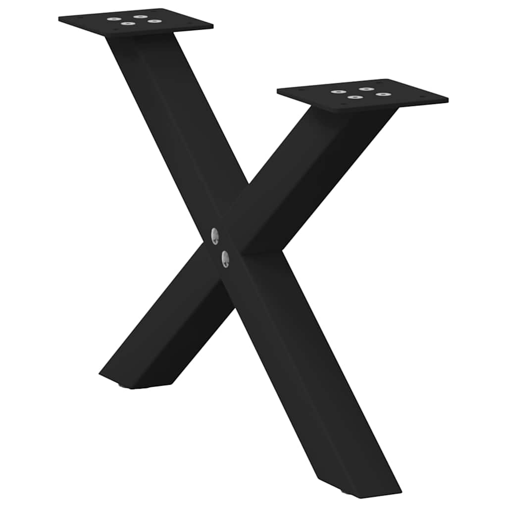 vidaXL Coffee Table Legs X-Shaped 2 pcs Black 60x(30-31) cm Steel 5