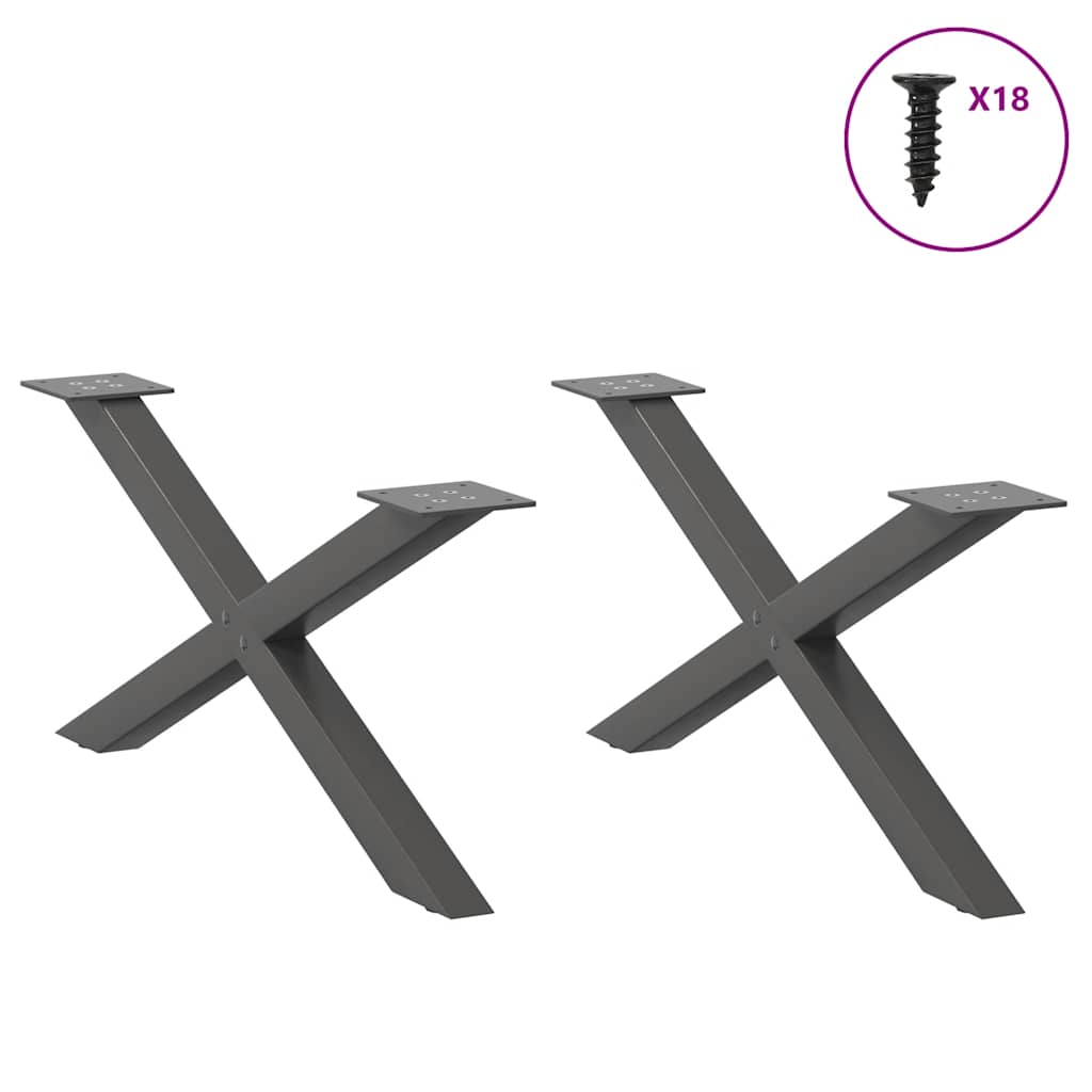 Coffee Table Legs X-Shaped 70x(30-31) Steel 2 pcs Anthracite 70 x (30-31) cm (40 mm)