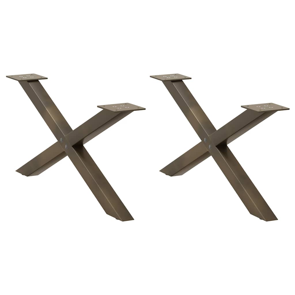 vidaXL Coffee Table Legs X-Shaped 2 pcs Natural Steel 70x(30-31) cm Steel 1