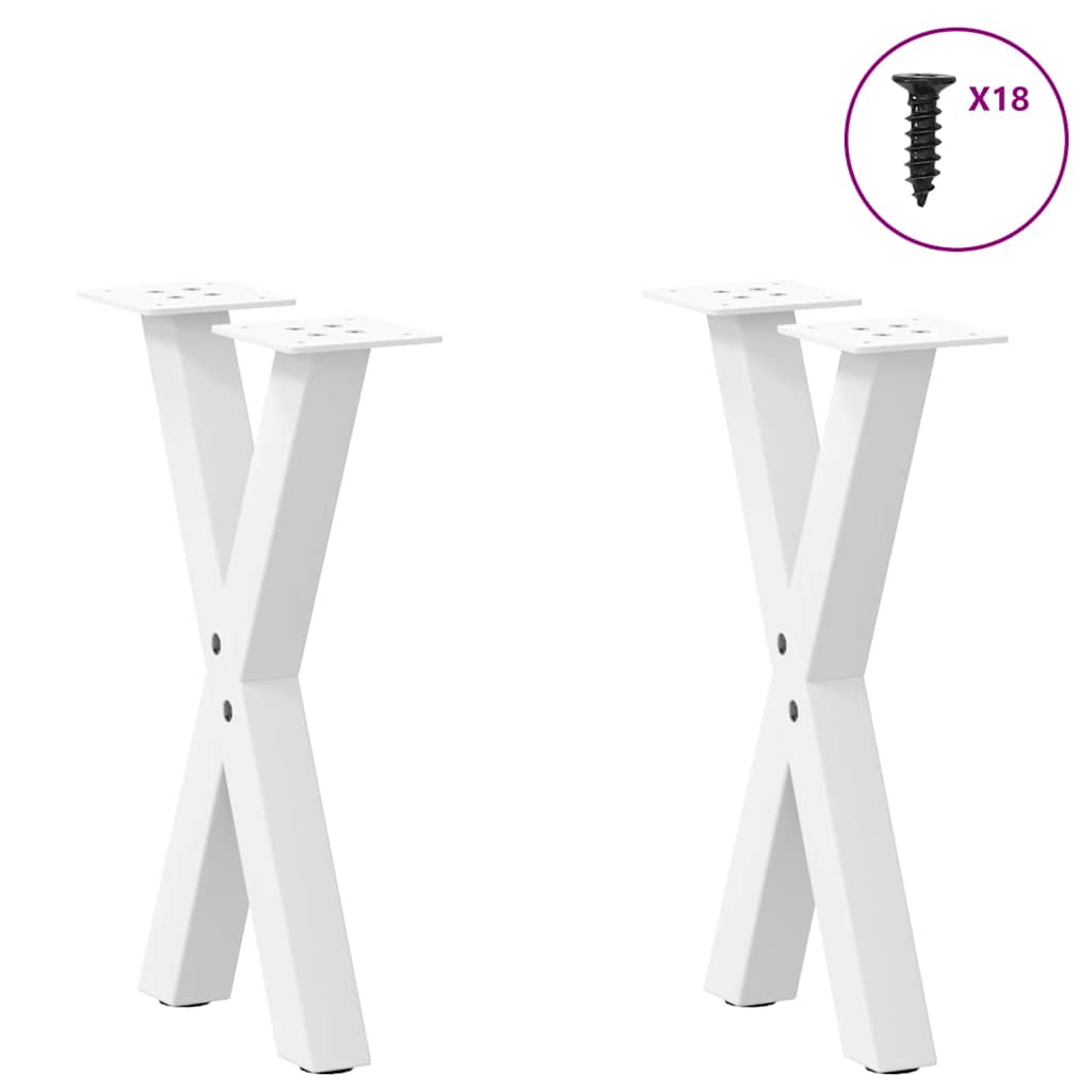vidaXL Coffee Table Legs X-Shaped 2 pcs White 28x(42-43) cm Steel 3
