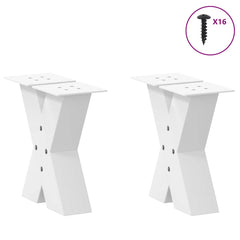 vidaXL Coffee Table Legs X-Shaped 2 pcs White 30x(30-31) cm Steel 3