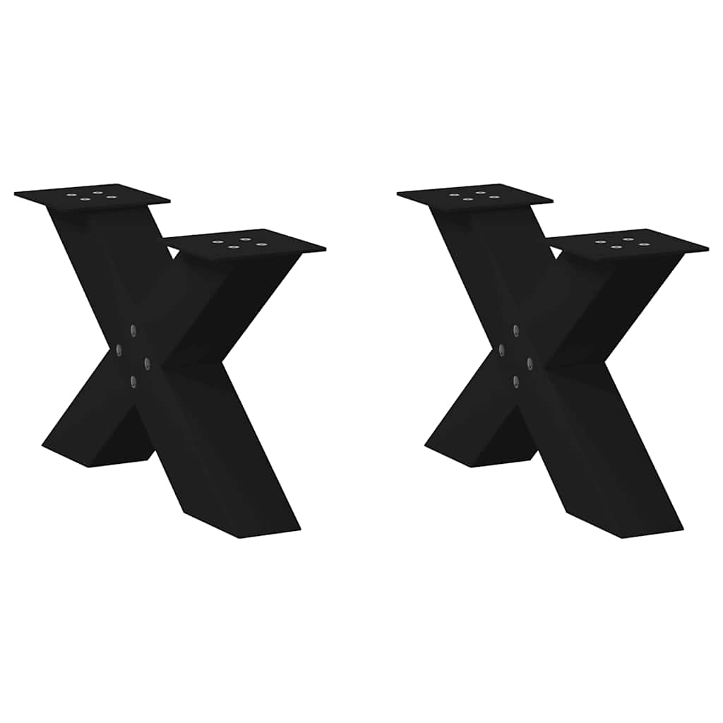 vidaXL Coffee Table Legs X-Shaped 2 pcs Black 50x(30-31) cm Steel 1