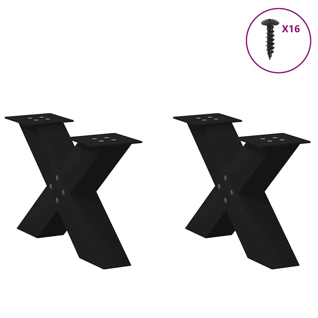 vidaXL Coffee Table Legs X-Shaped 2 pcs Black 50x(30-31) cm Steel 3