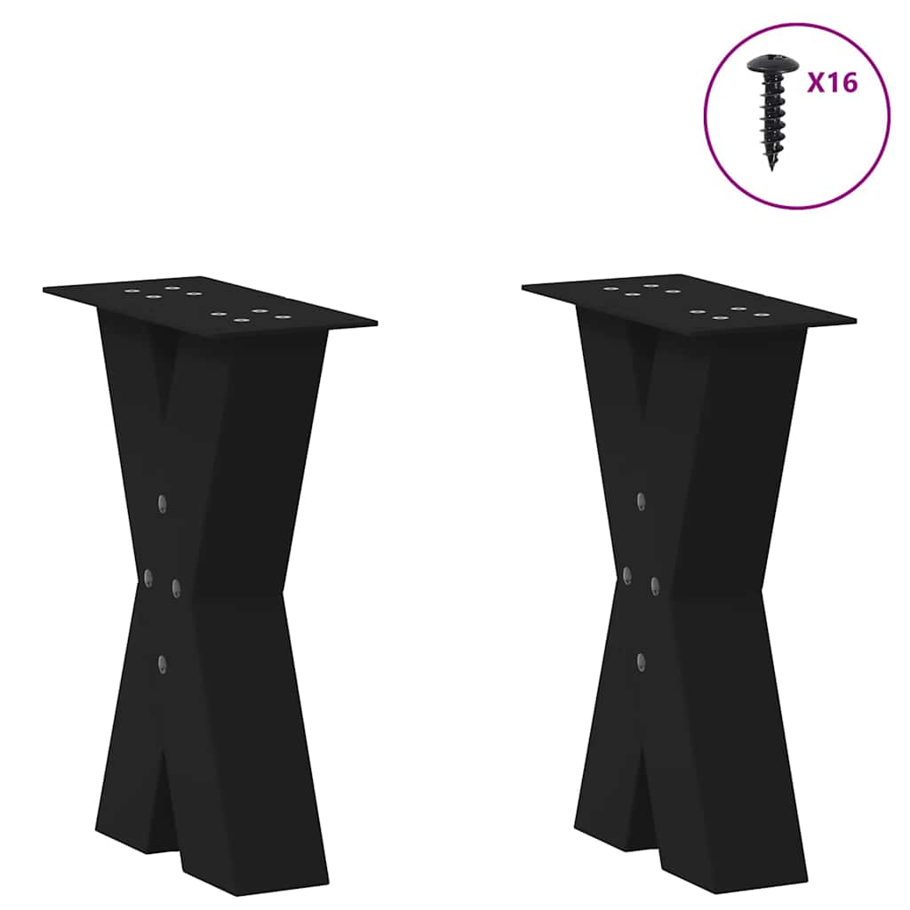 vidaXL Coffee Table Legs X-Shaped 2 pcs Black 28x(42-43) cm Steel 3