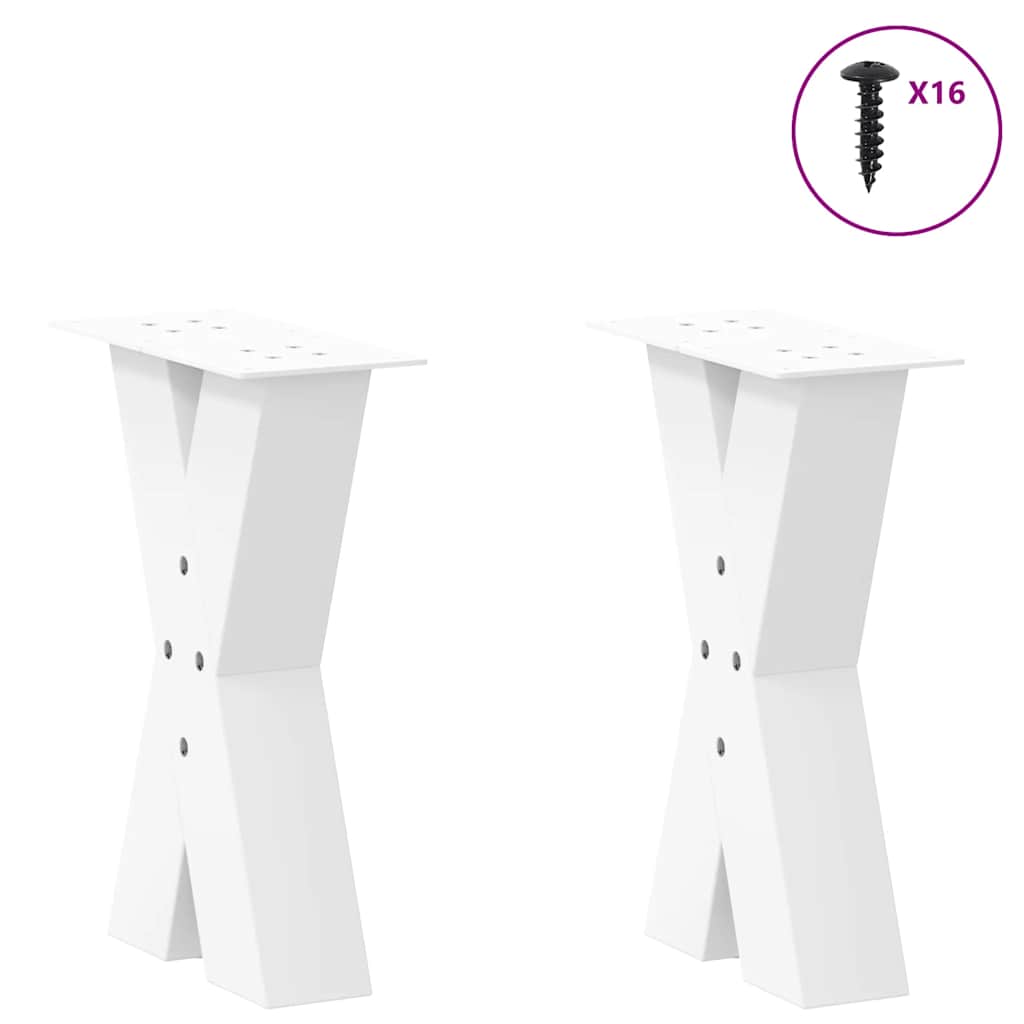 vidaXL Coffee Table Legs X-Shaped 2 pcs White 28x(42-43) cm Steel 3