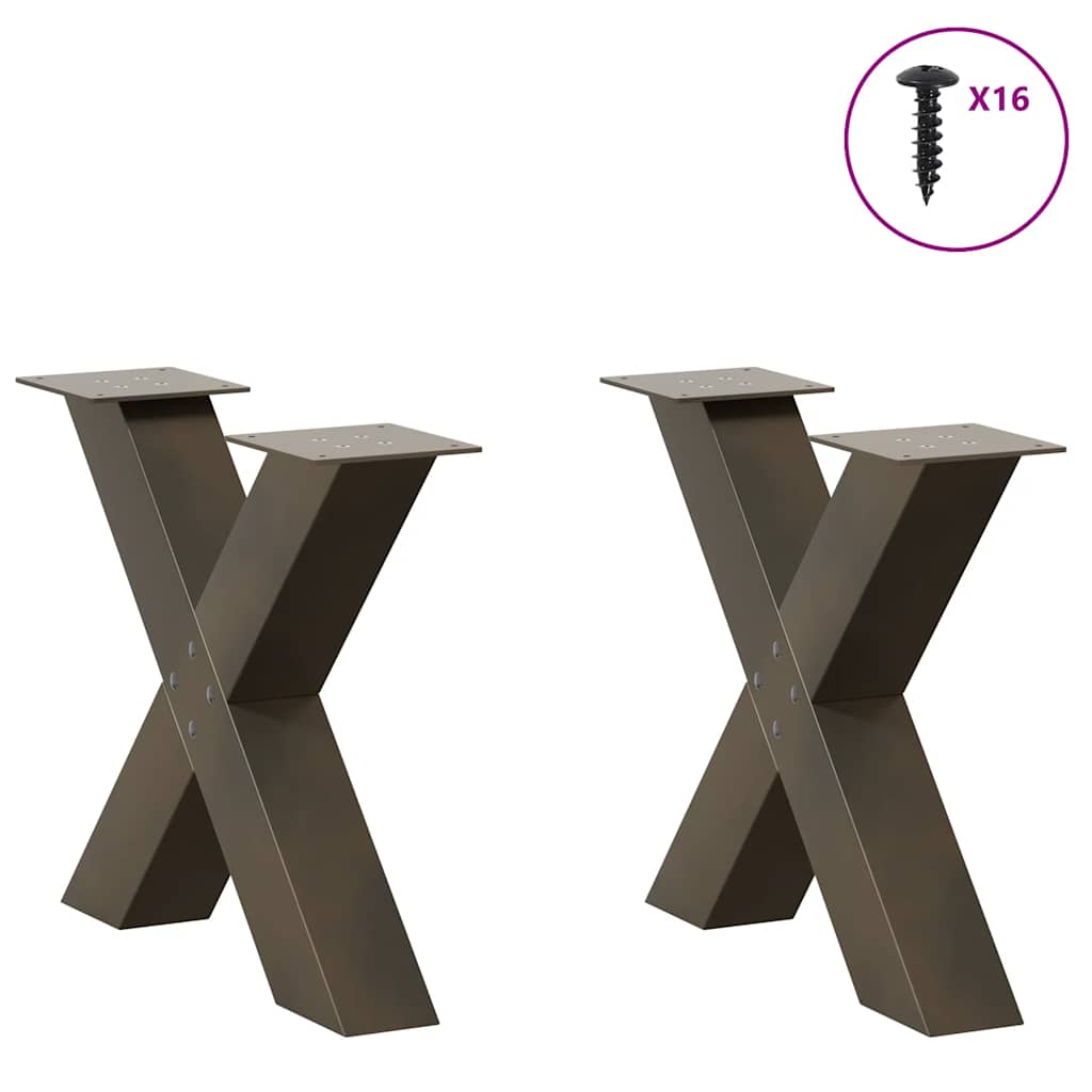 vidaXL Coffee Table Legs X-Shaped 2 pcs Natural Steel 50x(42-43) cm Steel 3
