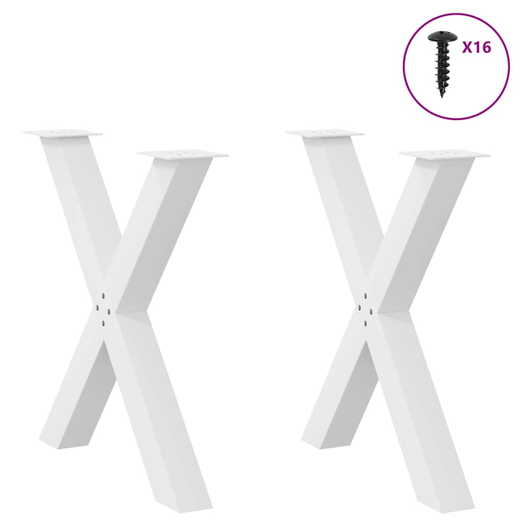 Coffee Table Legs X-Shaped 70x(30-31) Steel 2 pcs White 80 x (72-73) cm (80 mm)