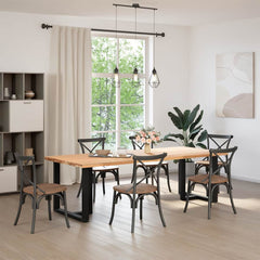 Dining Table Legs T-Shaped Steel Black