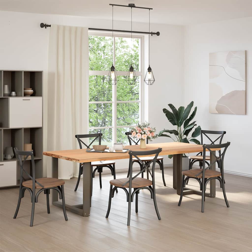 Dining Table Legs T-Shaped Steel Natural