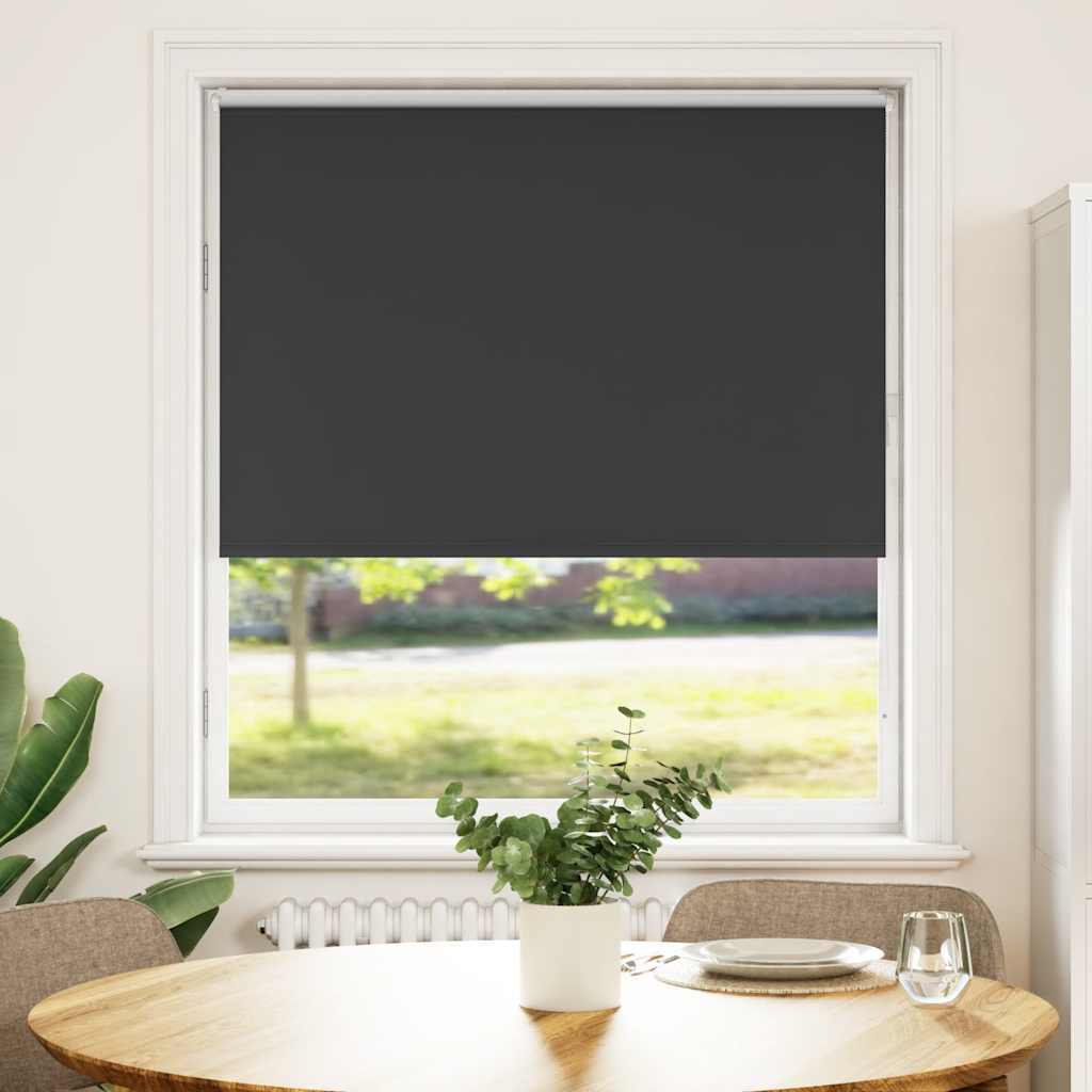 Roller Blind Blackout 105x175 cm Fabric Width 100.7 cm Black 115 cm