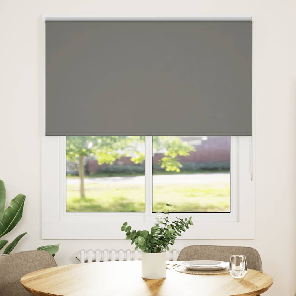 vidaXL Roller Blind Blackout Grey 125x130 cm Fabric Width 121.6 cm Polyester 1