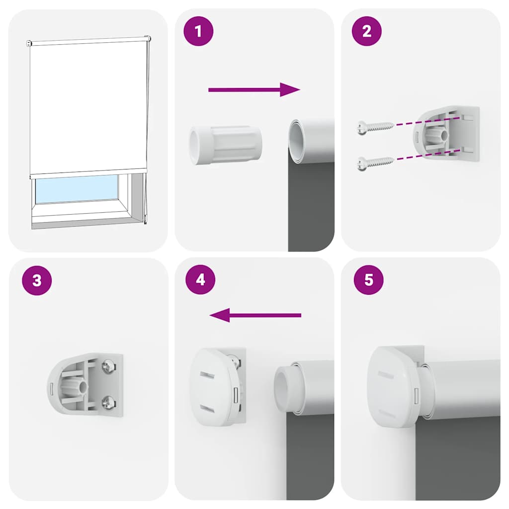 vidaXL Roller Blind Blackout Off White 80x210 cm Fabric Width 75.7 cm Polyester 6