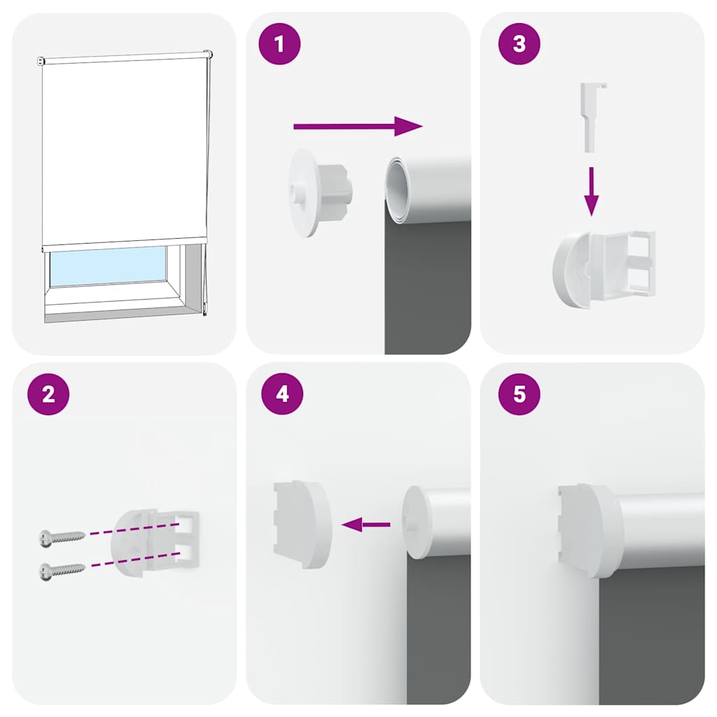 vidaXL Roller Blind Blackout White 160x210 cm Fabric Width 156.6 cm Polyester 5