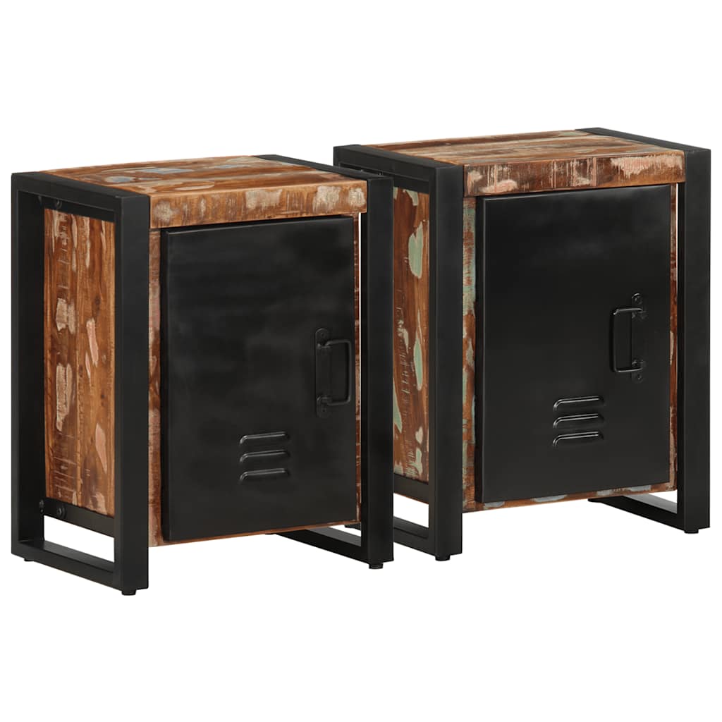 vidaXL Bedside Cabinets 2 pcs Multicolour Solid Rough Wood Mango 1